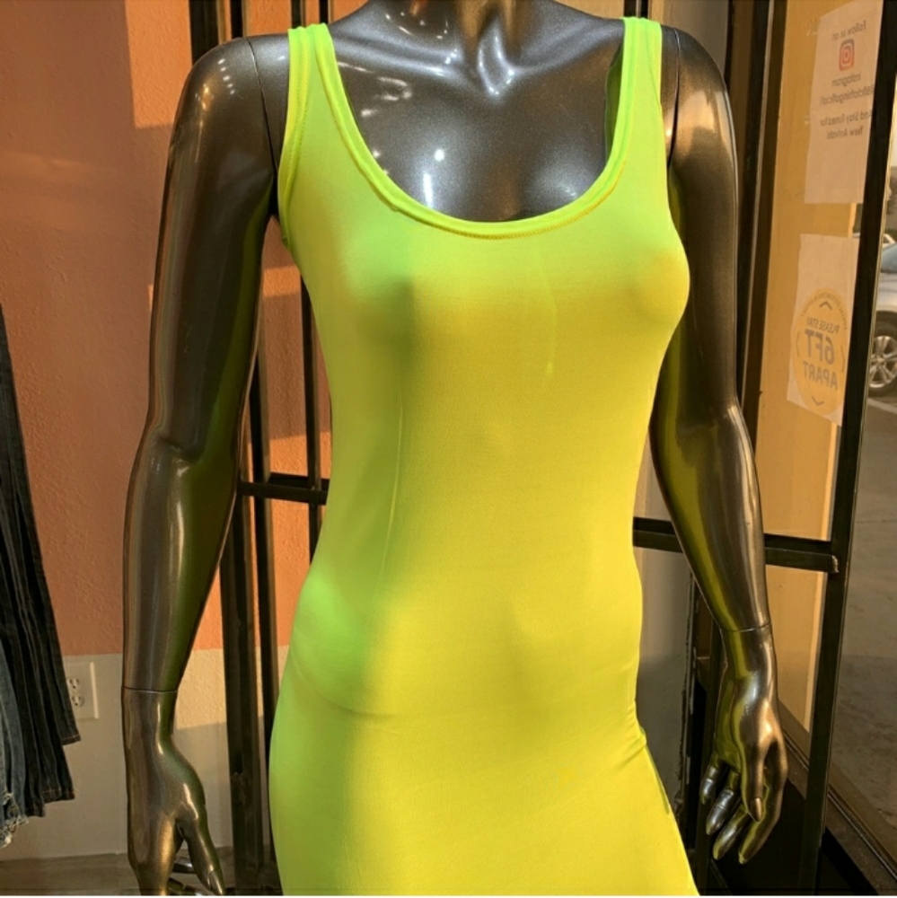 2/$15 NWOT Slim Strap Electric Yellow Maxi Dress - Picture 2 of 3